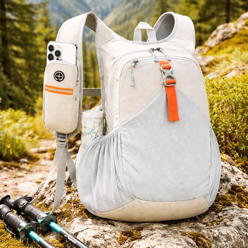 15L Hiking Backpack for Men Women, Foldable Packable Back Pack Ultralight Hiking Daypack for Travel Outdoor, Beige - color: Beige