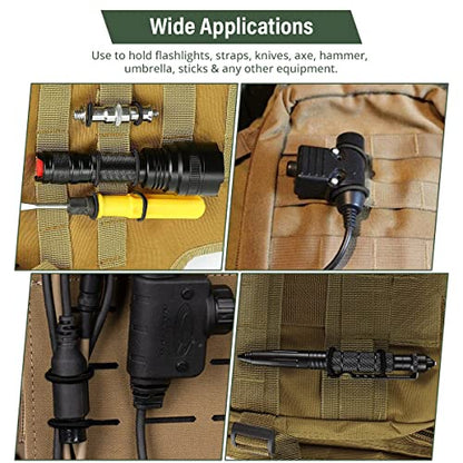 Elastic Webbing Binding Ribbon Multipurpose Backpacks Attachments Tactical Molle Backpack Accessories, Tactical EDC Gear (12 Pieces Black 3 Size Kit)