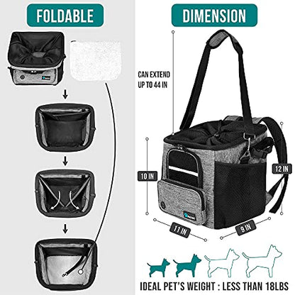 PetAmi Dog Bike Basket, Soft-Sided Ventilated Dog Bike Carrier Backpack, Pet Bicycle Basket for Bike Handlebar, Small Medium Puppy Cat Kitten Car Booster Seat with Safety Strap, Max 18 lbs, Gray - color: Light Gray