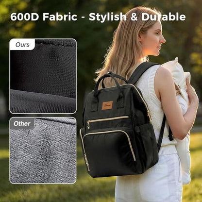 Diaper Bag Backpack, Large Capacity Baby Bag with Stroller Straps and Luggage Sleeve, Insulated Bottle Pockets, Changing Pad, Wet/Dry Pocket, Unisex for Mom and Dad, 27L Black - color: Black, size: Large