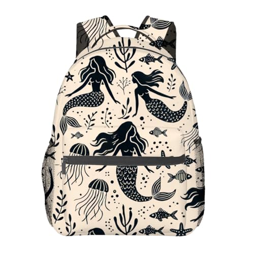 Cute Mermaid Backpack, Marine Retro Polyester Backpacks,Lightweight Double Shoulder Back Pack for Kids Teens,Sea Life Vintage Bookbag,School Bag Gifts,Casual Travel Daypack Book Packs - color: Mermaid