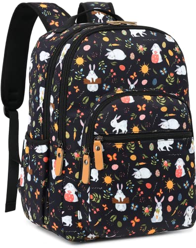 Leaper Water-resistant Cute Rabbit Laptop Backpack School Travel Bag Bunny Bookbags Satchel Black1 - color: Black-rabbit Carrot [8005up], size: X-Large