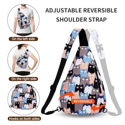 HUA ANGEL Crossbody Sling Bag for Men & Women Lightweight Waterproof Chest Shoulder Bag for Travel Hiking & Everyday Use - color: W-cat #2