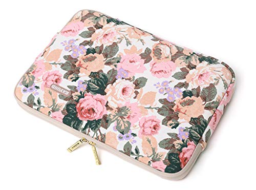 Kayond Canvas Water-Resistant 14 Inch Laptop Sleeve case for 14.1inch Notebook Compute (14-14.1 inch, White Camellia) - color: White Camellia, size: 14-14.1 inch