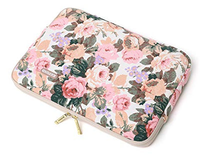 Kayond Canvas Water-Resistant 14 Inch Laptop Sleeve case for 14.1inch Notebook Compute (14-14.1 inch, White Camellia) - color: White Camellia, size: 14-14.1 inch