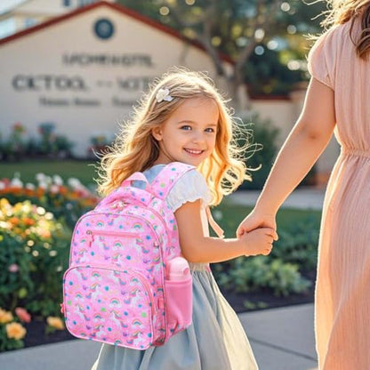 RHCPFOVR Kids Backpack for Girls - Girls Backpack 3-8 Ages Unicorn for Kids 15 Inch School Bookbag for Kindergarten Elementary School Bookbag for Girl 1st 2nd Grade - style: Pink Starry Unicorns