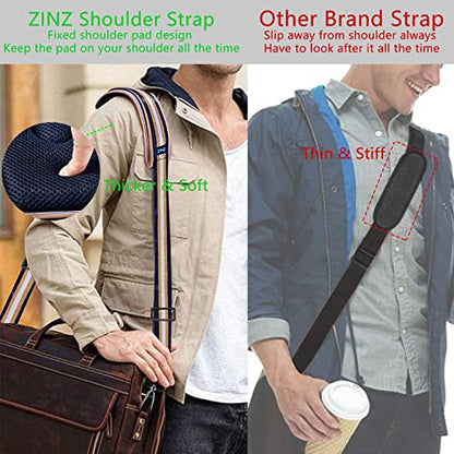 ZINZ 79 inch Shoulder Strap, Extra-thick Fixed Cushion Pad and Dual Clasps Universal Replacement Strap with Metal Swivel Hooks for Laptop Bags, Luggage Bags, Camera, Crossbody (200cm,Blue Gold) - color: Blue Gold