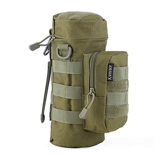 Molle Water Bottle Holder, Tactical Water Bottle Pouches for Backpack with D-Ring Hook - color: Army Green
