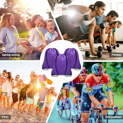 Grneric 50Pcs Drawstring Backpack Bulk Cinch Bag, Drawstring Bags Polyester for Gym Sports Beach Party Trip (Purple) - color: Purple