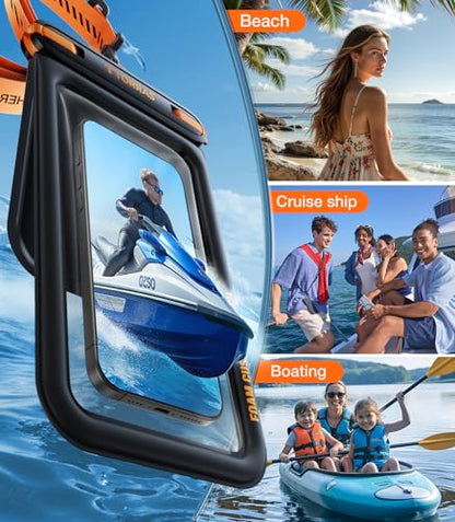 TORRAS IP68 Waterproof Phone Pouch Double Space, Floating Waterproof Phone Case with Lanyard for iPhone 17 Pro Max 16 15 S26 S25, Phone Dry Bag Vacation Cruise Travel Essentials 7.0'', Glacier Sprint - color: Glacier Sprint