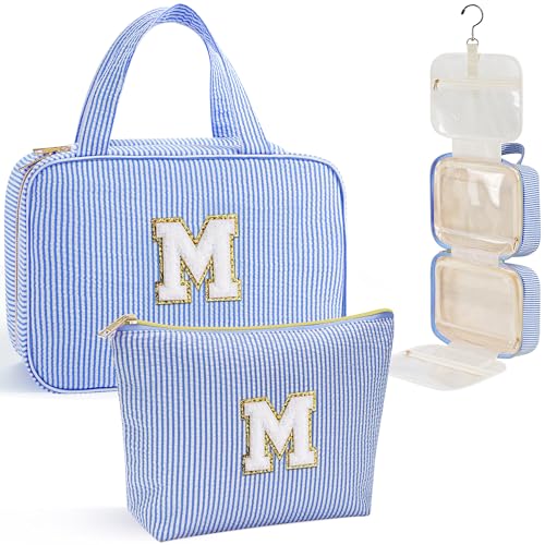 YOOLIFE 13 14 15 16 17 18 19 Year Old Girls Birthday Gifts - Hanging Toiletry Bag, Personalized Gifts for Women Teen Girls Daughter Sister Friends - Letter M, Blue - color: Blue, style: M