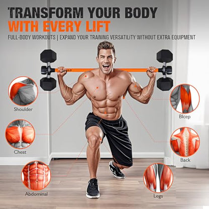 Dumbbell Converter, Convert Dumbbells to Barbell Set, Weight Bar for Bench Presses, Squats, Hip Thrust, Deadlifts, Home Weightlifting and Strength Training, Versatile Home Gym Equipment - color: 1-Orange
