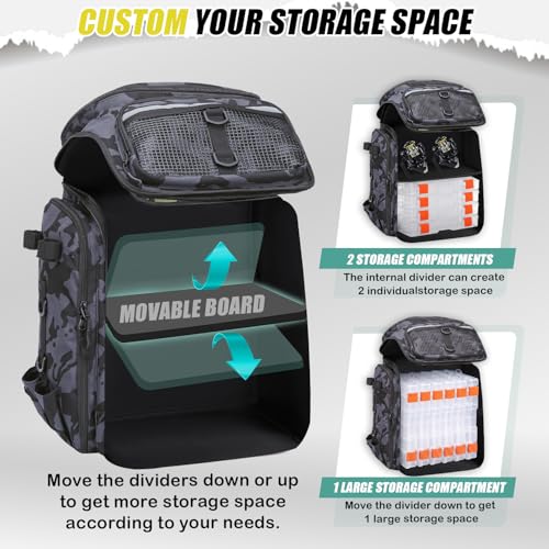HAMBOLY Fishing Backpack 45L with Rod Holders, Water-Resistant Tackle Backpack for Fishermen, Large Capacity Fishing Gear Bag for Travel Hiking Camping - color: Black and Blue CM