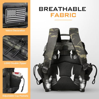 Boomistry 15L Mini Tactical Backpack Small Tactical Backpack for Men and Women, Military Backpack for Gym, Hiking, Daily (Black Camo-15L) - color: Black Camo-15l