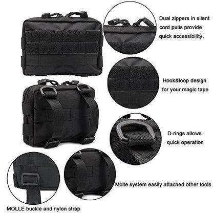 MOLLE Pouches - 2 Pack Tactical Compact Water-Resistant Utility Gadget Gear EDC Pouch - color: Pack of 4 Black