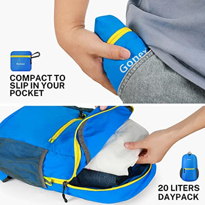 Gonex Ultra Lightweight Packable Backpack Daypack Handy Foldable Camping Outdoor Travel Cycling Backpacking - color: Blue