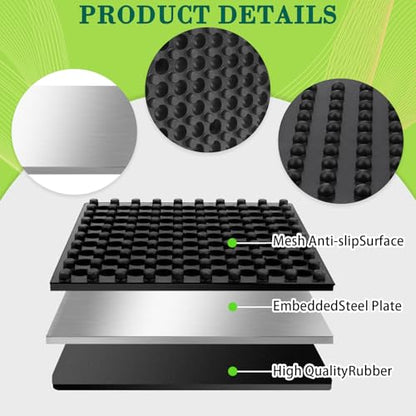 4 Pack Exercise Equipment Mat, Heavy Duty Thick Steel Embedded Rubber Pad, for Treadmills, Washing Machines, dryers, Non Slip Noise Reduction, 4 x 4 x 0.8 Inches