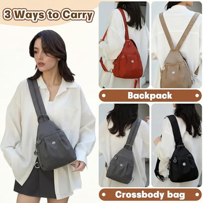 Waterproof 2-Way Mini Commuter Bag, Multi-Compartment Oxford Small Backpack, For Women, Collegeman, Commuter (Grey) - style: Grey