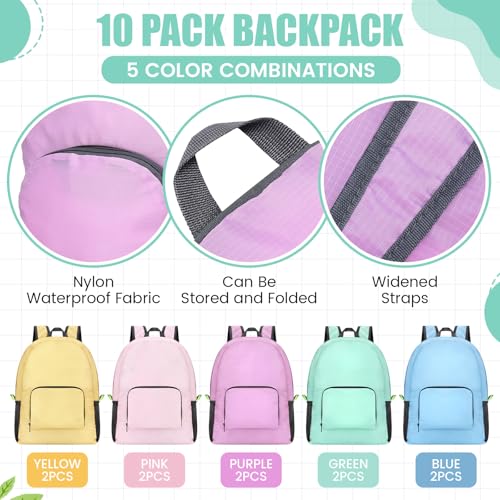 Jexine 10 Pcs Backpacks in Bulk 16.5 Inches Back Pack Basic Backpack for Adult Lightweight Outdoor Travel Book Bags(Spring Pastel) - color: Spring Pastel