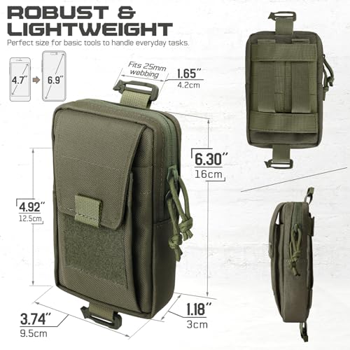 Tactical Backpack Accessories Pouch, Molle Accessories Shoulder Strap Attachment Pouches Utility EDC Phone Pouch Sport - color: Ranger Green-2pcs