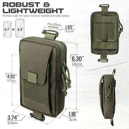 Tactical Backpack Accessories Pouch, Molle Accessories Shoulder Strap Attachment Pouches Utility EDC Phone Pouch Sport - color: Ranger Green-2pcs