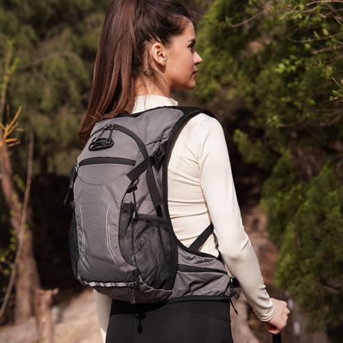 18L Hydration Backpack, Lightweight Breathable Hiking Backpack with Reflective Strips, for Riding Camping Running Commuting - color: Gray