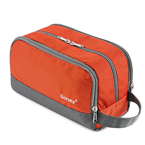 Gonex Travel Toiletry Bag Nylon, Shaving Bag Toiletry Organizer Orange - color: Orange