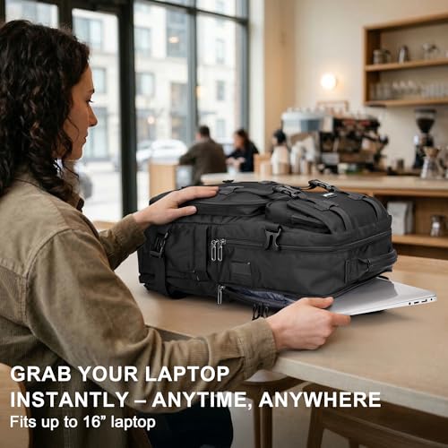 PIJUSHI Travel Backpack for Women Carry on Convertible Duffle Bag Flight Approved Luggage Backpack Fit 16-inch Laptop(PE053 Black) - color: Black