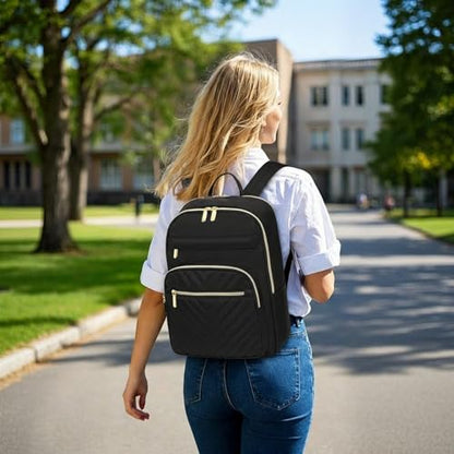 GAEKEAO Laptop Backpack Purse for Women 15.6 Inch Travel Computer Bags Fashion Casual Daypacks for Work College Business Black - color: Black