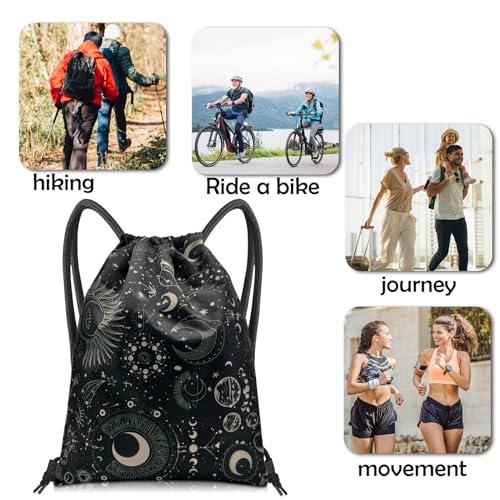 Drawstring Backpack Draw String Bag Sports Gym Bags Waterproof Cute Aesthetic Sackpack for Unisex Women Sports Beach Travel(13"×17")-Moon - color: Z18-moon