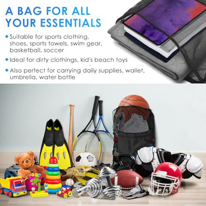 BROTOU Drawstring Backpack Gym String Bag with Pocket for Men Women Heavy Duty Mesh Bag Sport Equipment Bag for Swimming Yoga Beach Laundry - color: Black-3pcs