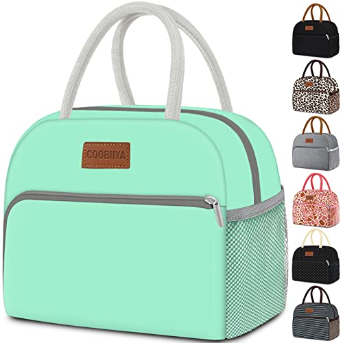 Coobiiya Lunch Bag Women, Lunch Box Bag for Women Adult Men, Small Leakproof Cute Lunch Tote Large Capacity Reusable Insulated Cooler Lunch Container for Work/Office/Picnic/Travel-Green - color: Green