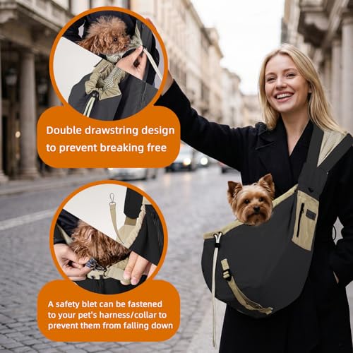 Dog Carrier Sling, Dog Carriers for Small Dogs Up to 20lbs, Black - color: Black