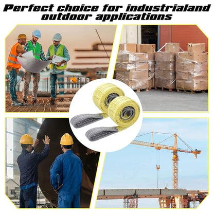 4 Pcs Watercraft Lift Sling 6600 Lbs Flat Lifting Sling 44'' Tow Straps Heavy Duty Boat Hoist Straps Yellow for Personal Life Rafts PWC