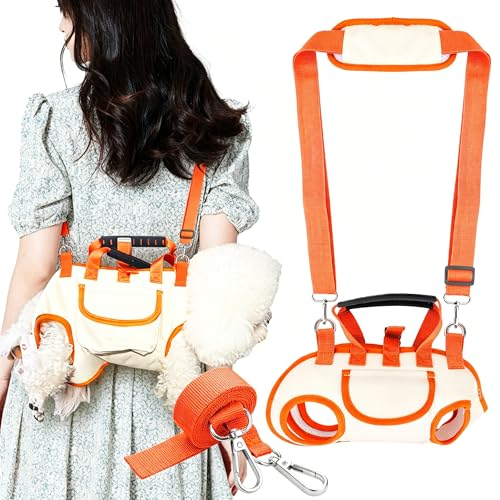 YAODHAOD Hands Free Dog Backpack Carrier for Small Dogs, Breathable Pet Carrier with Adjustable Straps,Portable Shoulder Carrier Sling Backpack for Hiking, Camping, Walking, Cycling (Orange, S) - color: Orange