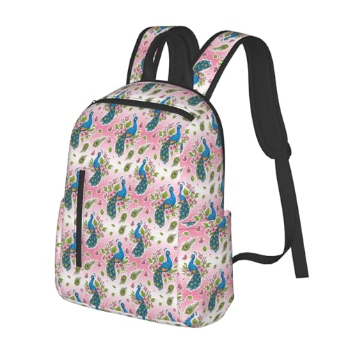 Casual Travel Rucksack Beautiful Peacock Pink, Self-Standing, Mesh Side Pockets, for Cycling & Weekends - color: Picture (48)