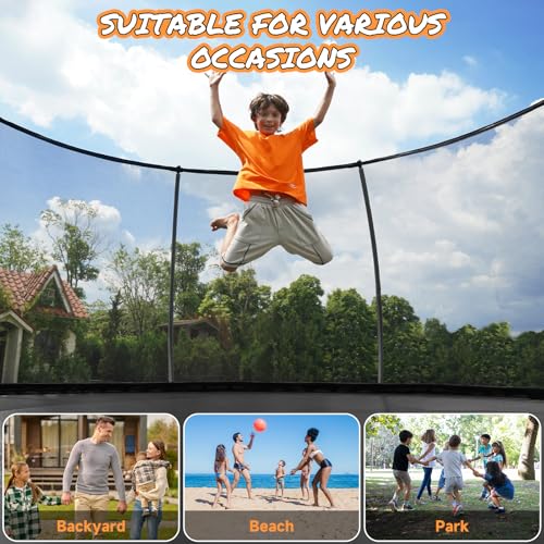 10FT 12FT 14FT 15FT 16FT Outdoor Trampoline with Enclosure Net, Heavy Duty Yard Trampolines, ASTM Approval Recreational Trampolines for Kids and Adults - size: 12FT