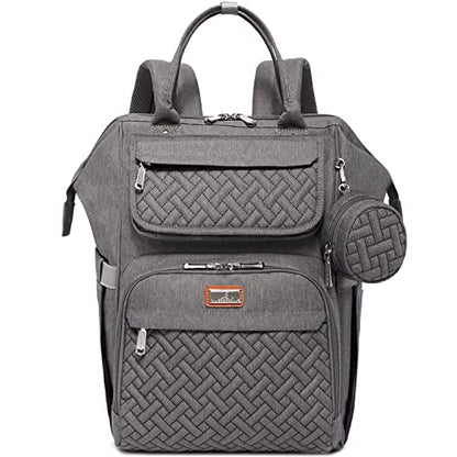 BabbleRoo Diaper Bag Backpack, Multifunction Large Bags with Changing Pad & Stroller Straps & Pacifier Case, Unisex Stylish Travel Back Pack Nappy Changing Bag for Moms Dads (Dark Gray) - color: Dark Gray