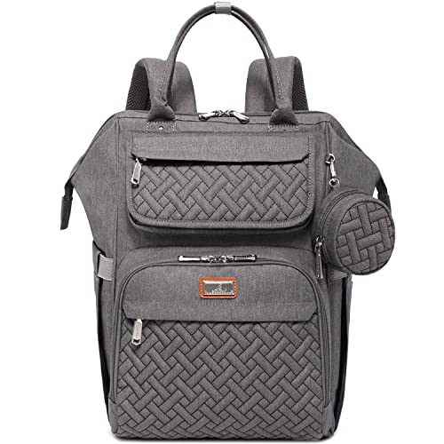BabbleRoo Diaper Bag Backpack, Multifunction Large Bags with Changing Pad & Stroller Straps & Pacifier Case, Unisex Stylish Travel Back Pack Nappy Changing Bag for Moms Dads (Dark Gray) - color: Dark Gray
