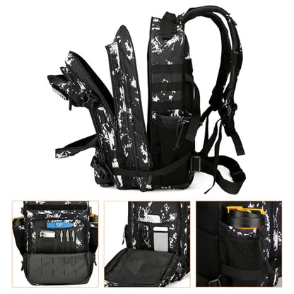 Lovelinks21 25L Tactical Backpack for Men and Women Military Backpack Small Assault Pack Molle Backpack Bug Out Bag Travel Rucksack Daypack (Black Lightning) - color: Black Lightning