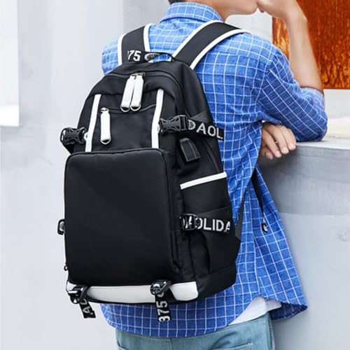 Basketball Player 23 Backpack Laptop Travel Bag Men's Women's Teenage Schoolbag (Red-White) - color: Red-white