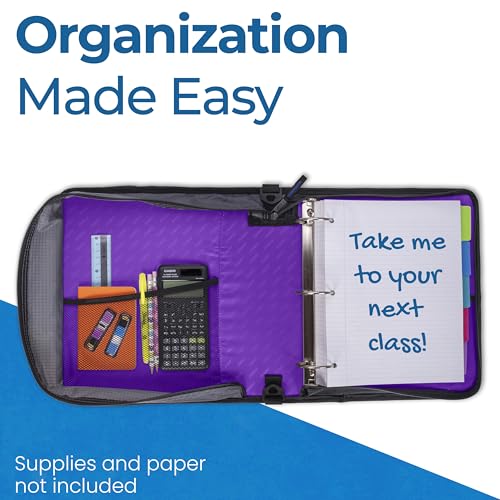 Case-it School Zipper Binder | 2" O-Rings | 350-Sheet | LT-007 Deep Purple - color: Purple/White, size: 1 Pack