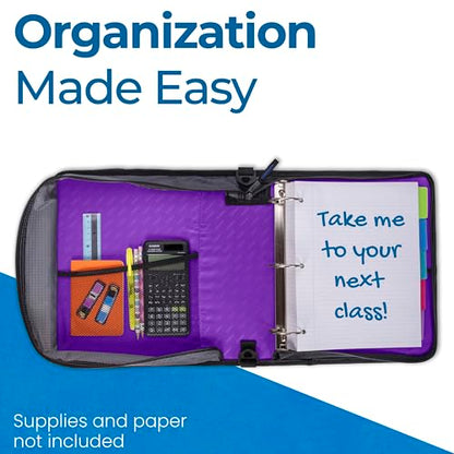 Case-it School Zipper Binder | 2" O-Rings | 350-Sheet | LT-007 Deep Purple - color: Purple/White, size: 1 Pack