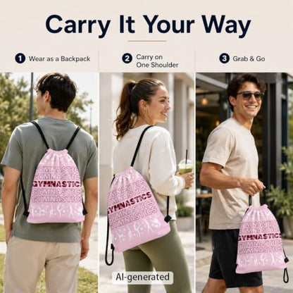 Lightweight Drawstring Sport Bag, Gymnastics Bag, Gymnastics Practical Drawstring Backpack, Quick-drying and Moisture-proof Cinch Bags for Gym, Sports, Training 086