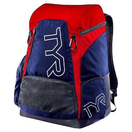 Alliance Backpack TYR Wet/Dry Athletic Gym and Pool Bag for Men and Women - Separate Wet/Dry Compartments, 45L Capacity, Ergonomic, Water-Resistant - Available in Team Colors - color: Royal/Red, size: 45 Liter