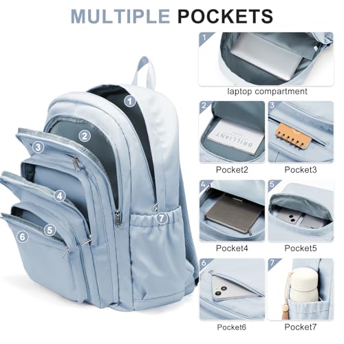 College Backpack For Women Men,Lightweight High School Bag,School Backpack With Lots Of Pockets,Cute Bookbag For Teens Boys Girls,Casual Daypack Backpack For School(Blue) - color: F4-blue