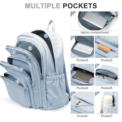 College Backpack For Women Men,Lightweight High School Bag,School Backpack With Lots Of Pockets,Cute Bookbag For Teens Boys Girls,Casual Daypack Backpack For School(Blue) - color: F4-blue