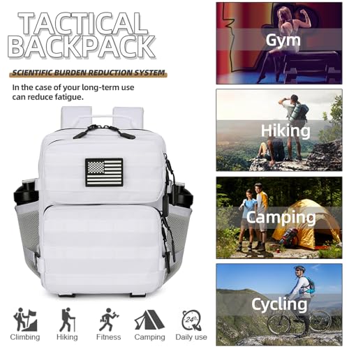 9L Mini Tactical Backpack for Men and Women, Tactical Backpack Small for Hiking, Small Tactical Bag（White） - color: White