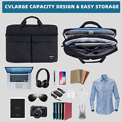 KINGSLONG 17.3 inch Laptop Briefcase Bag for Men Women, Laptop Messenger Bag with Shoulder Strap, Water Resistant Business Crossbody Bag Computer Bag for Asus Acer Dell Thinkpad, Black - color: Black