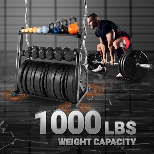 Yes4All 6 Pegs & 4 Barbell Storage Racks Load Up to 1190 LBS - Wall Mounted Weight Plate Tree & Barbell Holder - color: B. Multi-Functional (Black), style: B. Multi-Functional